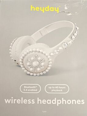 Heyday Cream Bedazzled Bluetooth 5.4 Wireless Headphones